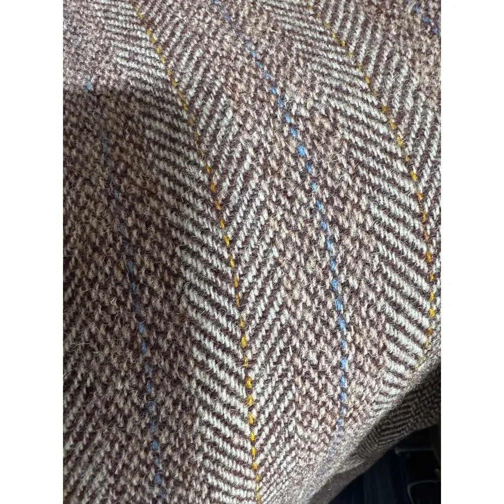 VTG Baskin Harris Tweed Sport Coat Blazer Mens S Brown Herringbone Notch Lapel
